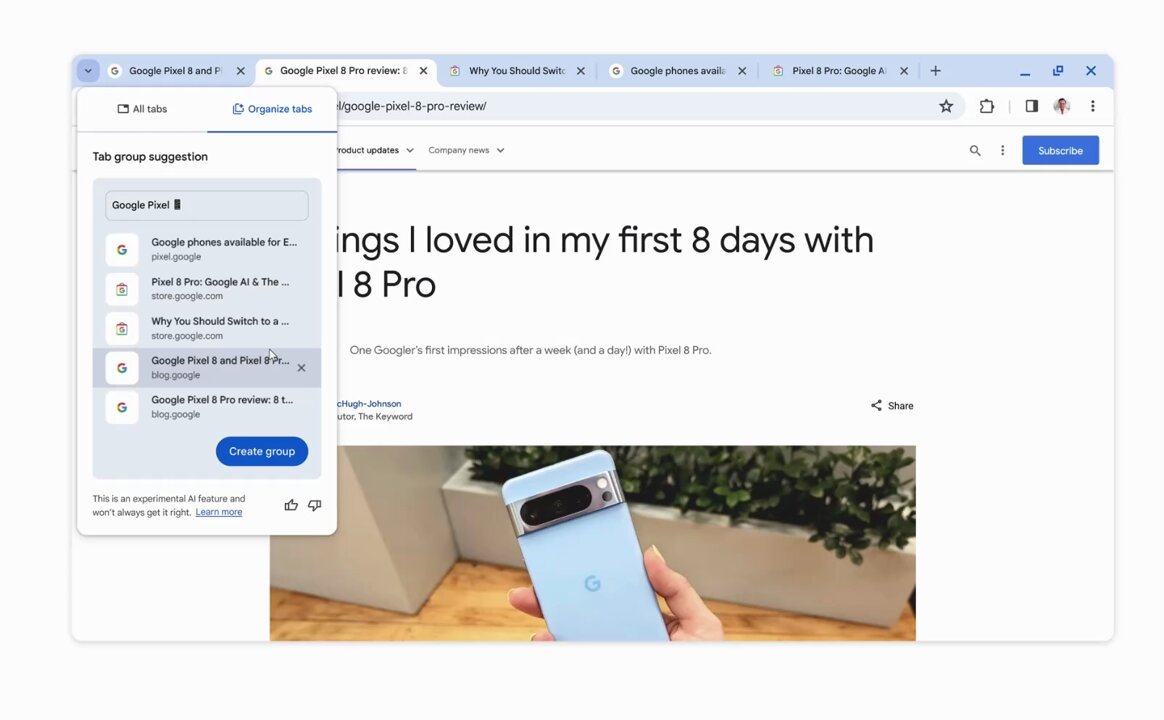 Google Chrome AI Tab Organizer Automatically Sorts Open Tabs