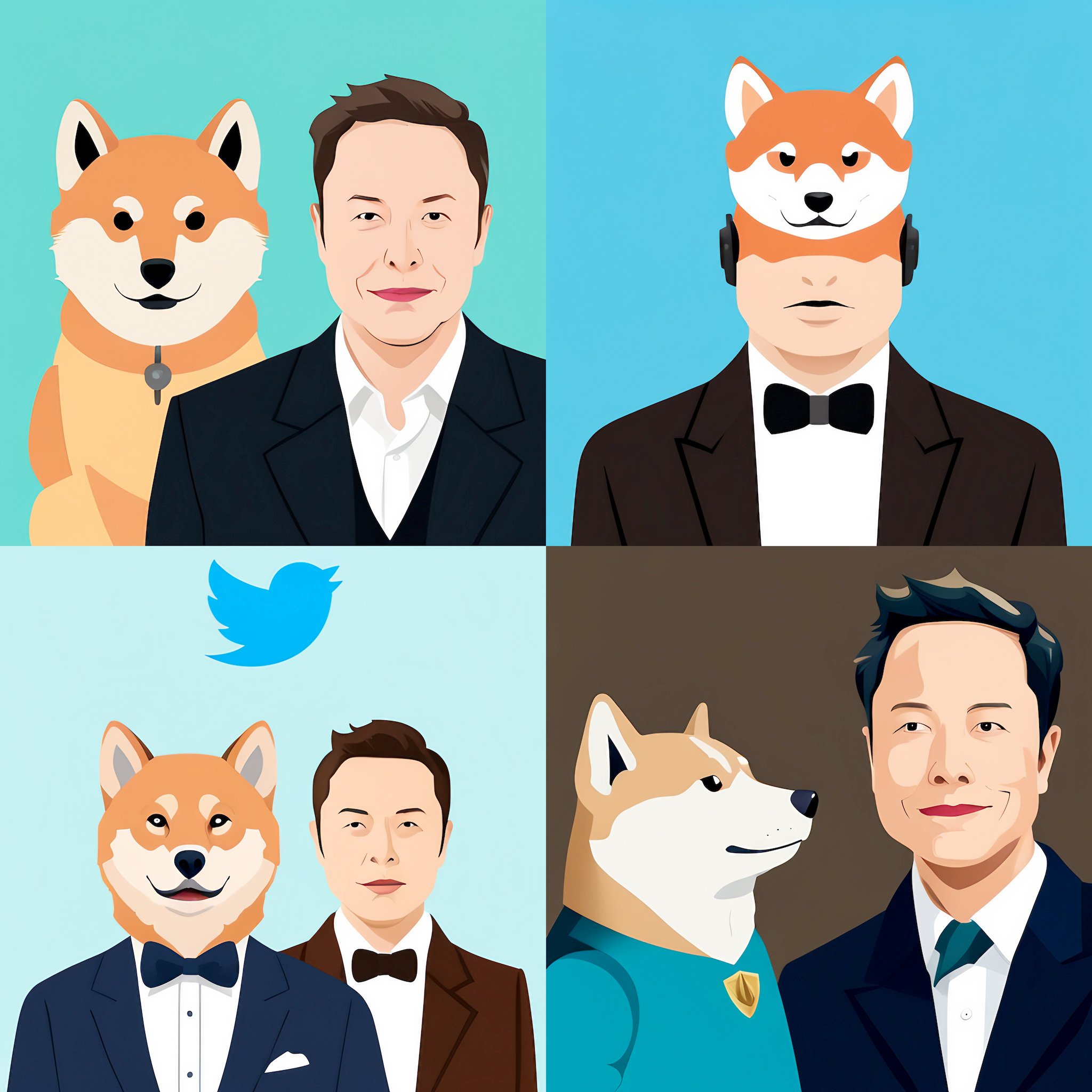 Shiba Inu and Elon Musk as Twitter Corporate Mascot