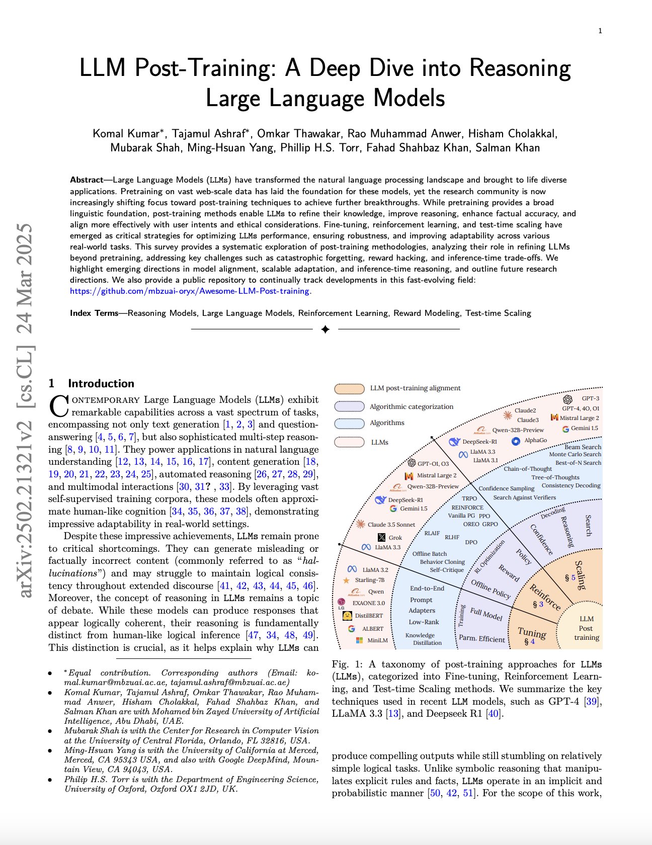 LLM Post-Training: Deep Dive into Reasoning Models