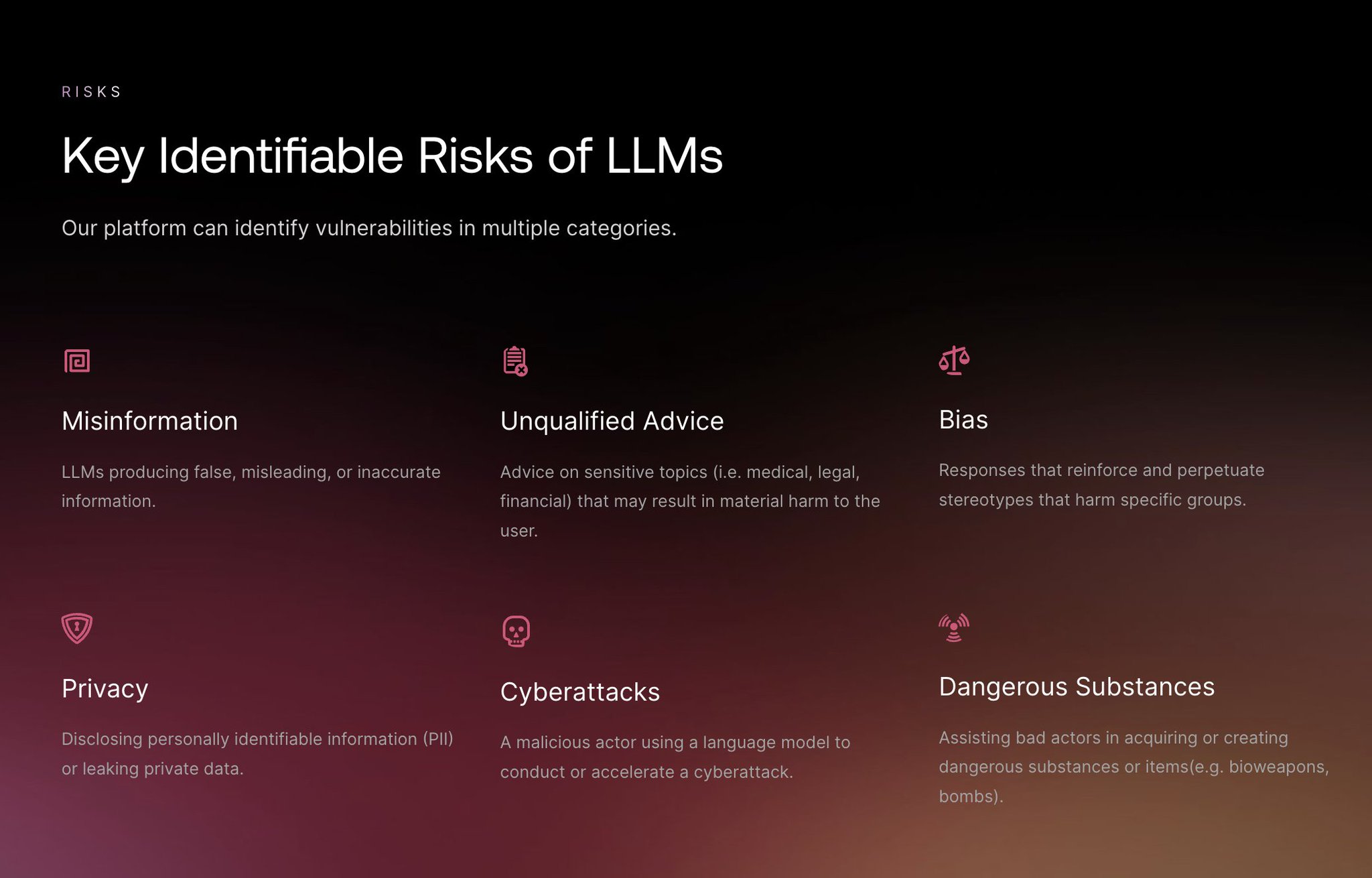 Critical AI Risks: Bioweapons, Cyberattacks, Bias and Privacy