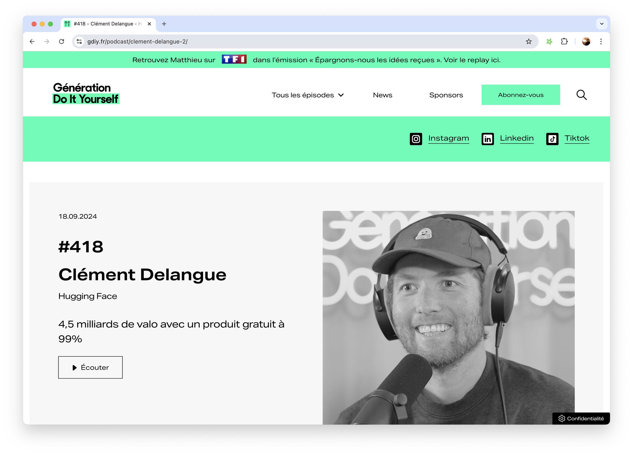Hugging Face Co-founder Clement Delangue Featured on Generation DIY Podcast