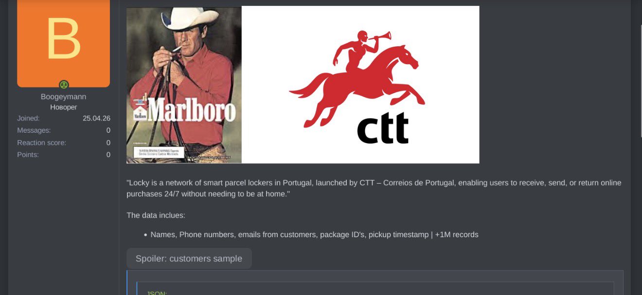 CTT Portugal Data Leak: Customer Information Exposed via Locky Network