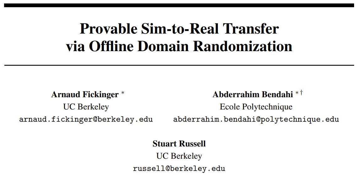 Offline Domain Randomization: Formal Theory for Sim-to-Real Transfer