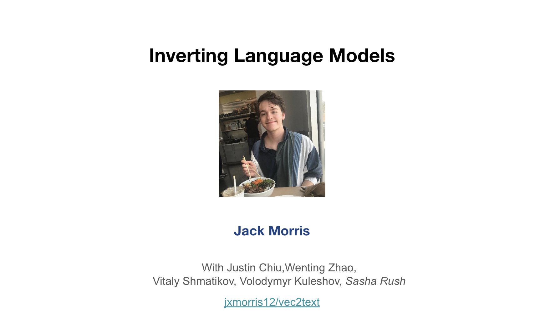 Language Model Inversion Research Talk by Sasha