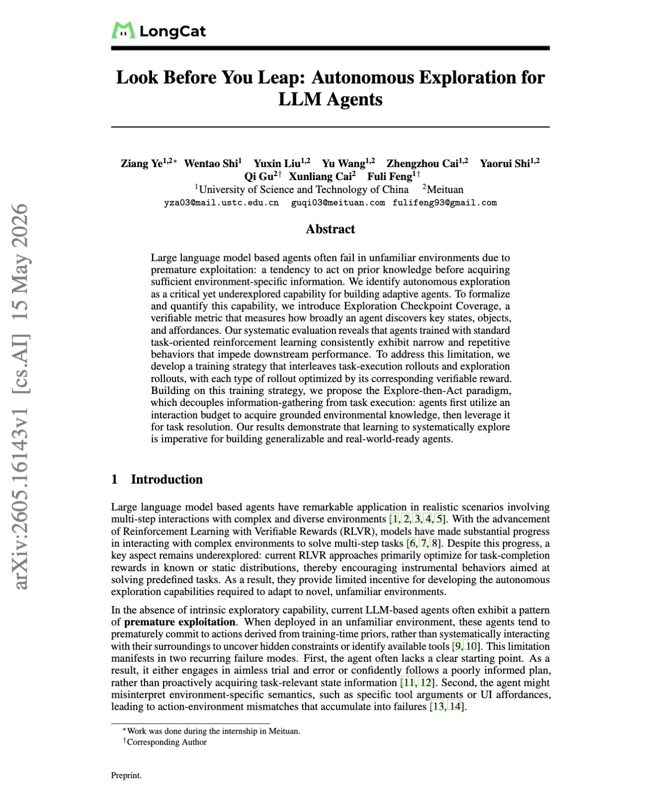 New Research Paper Proposes Exploration Checkpoint Coverage for LLM Agents