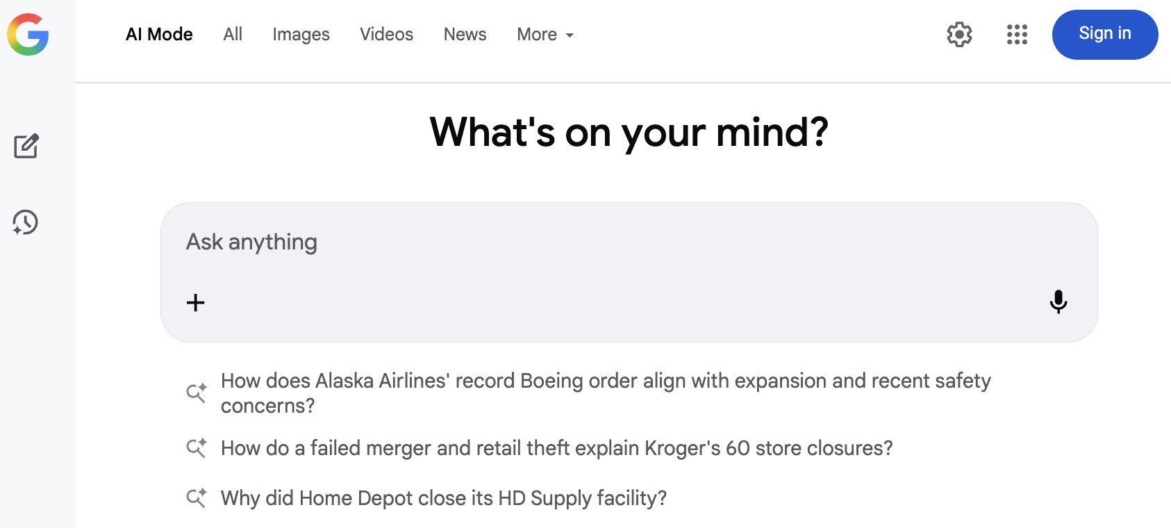 Search UI with Query Suggestions Reminiscent of Pre-ChatGPT Prototype