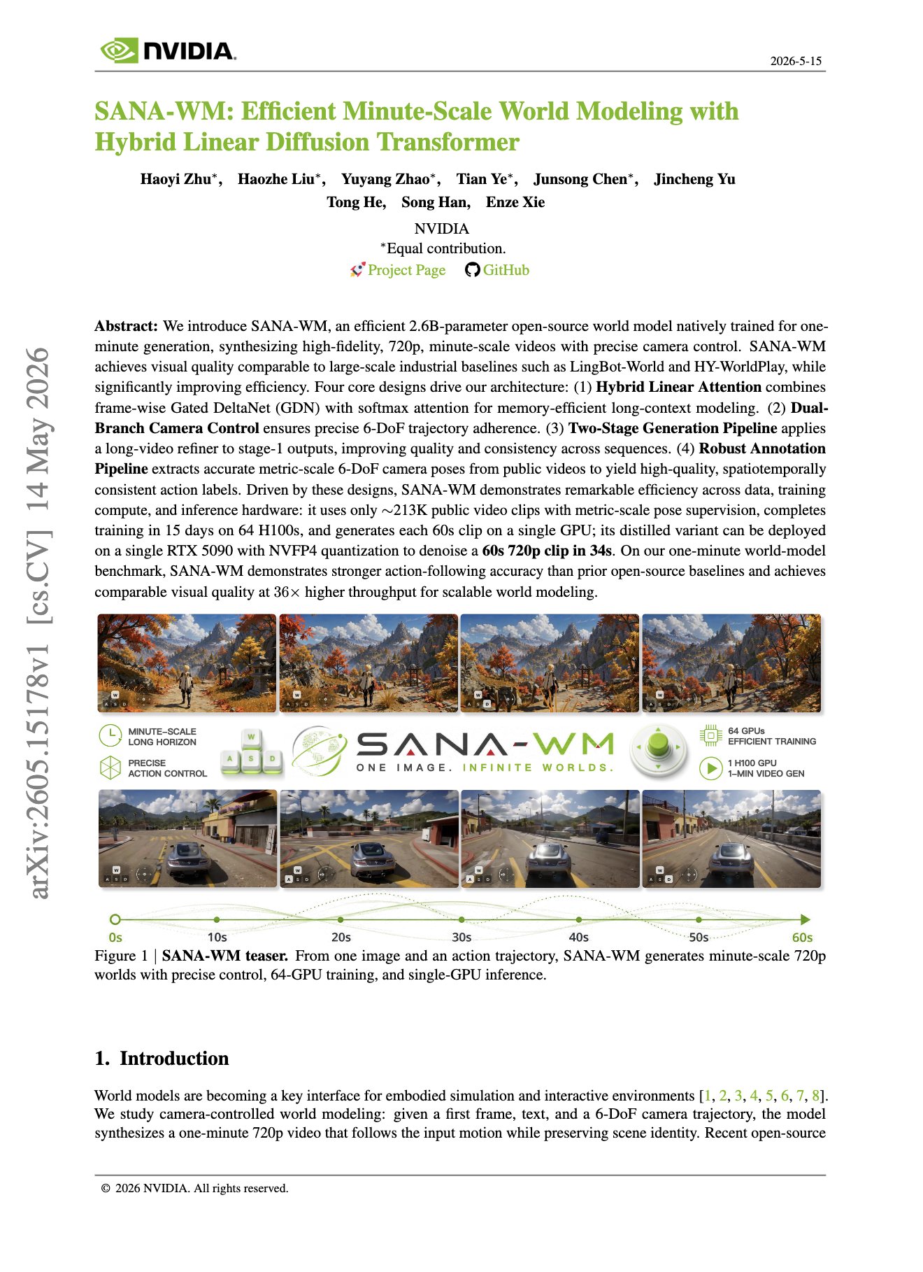 SANA-WM Introduces Efficient Minute-Scale World Modeling