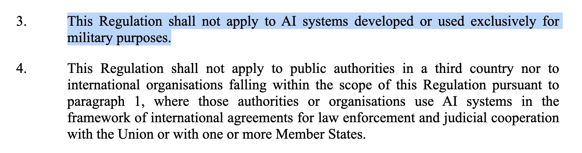 European AI Act excludes military and government surveillance uses