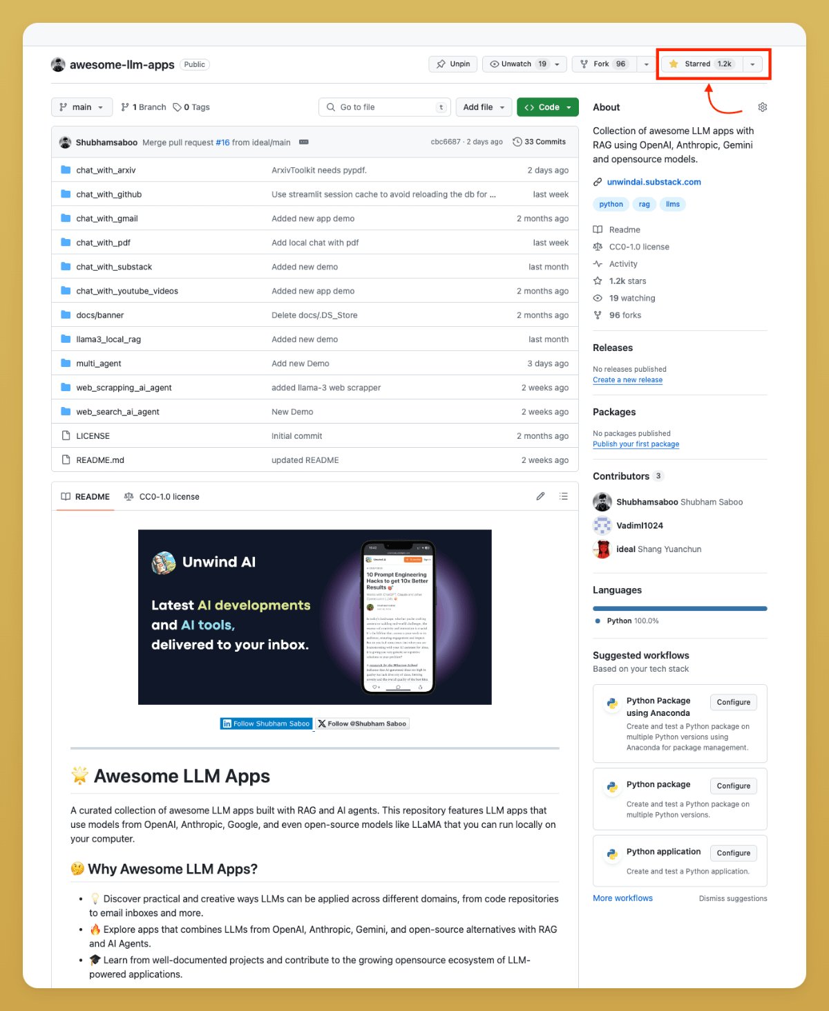 Awesome LLM Apps with RAG and AI Agents Repository