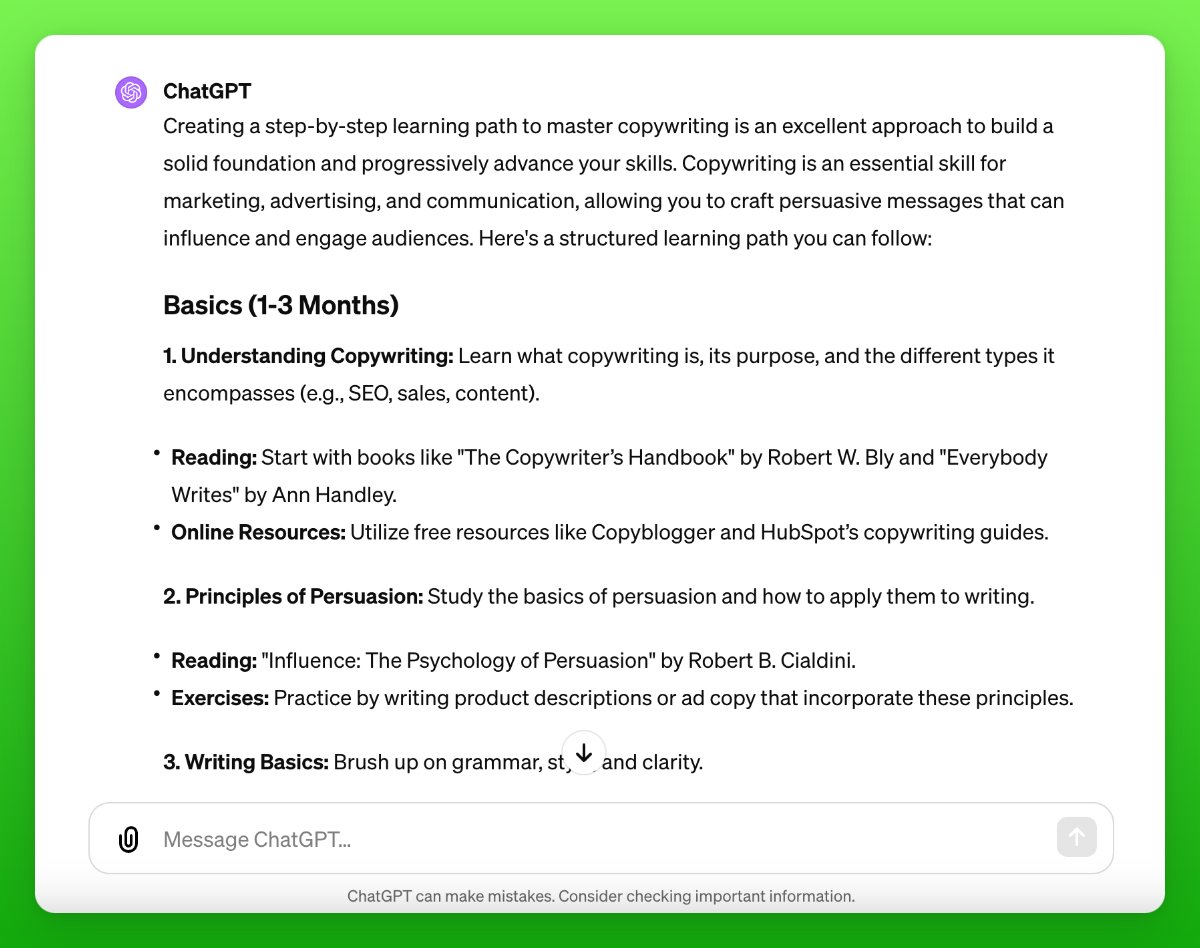 Using ChatGPT to create a personalized learning path