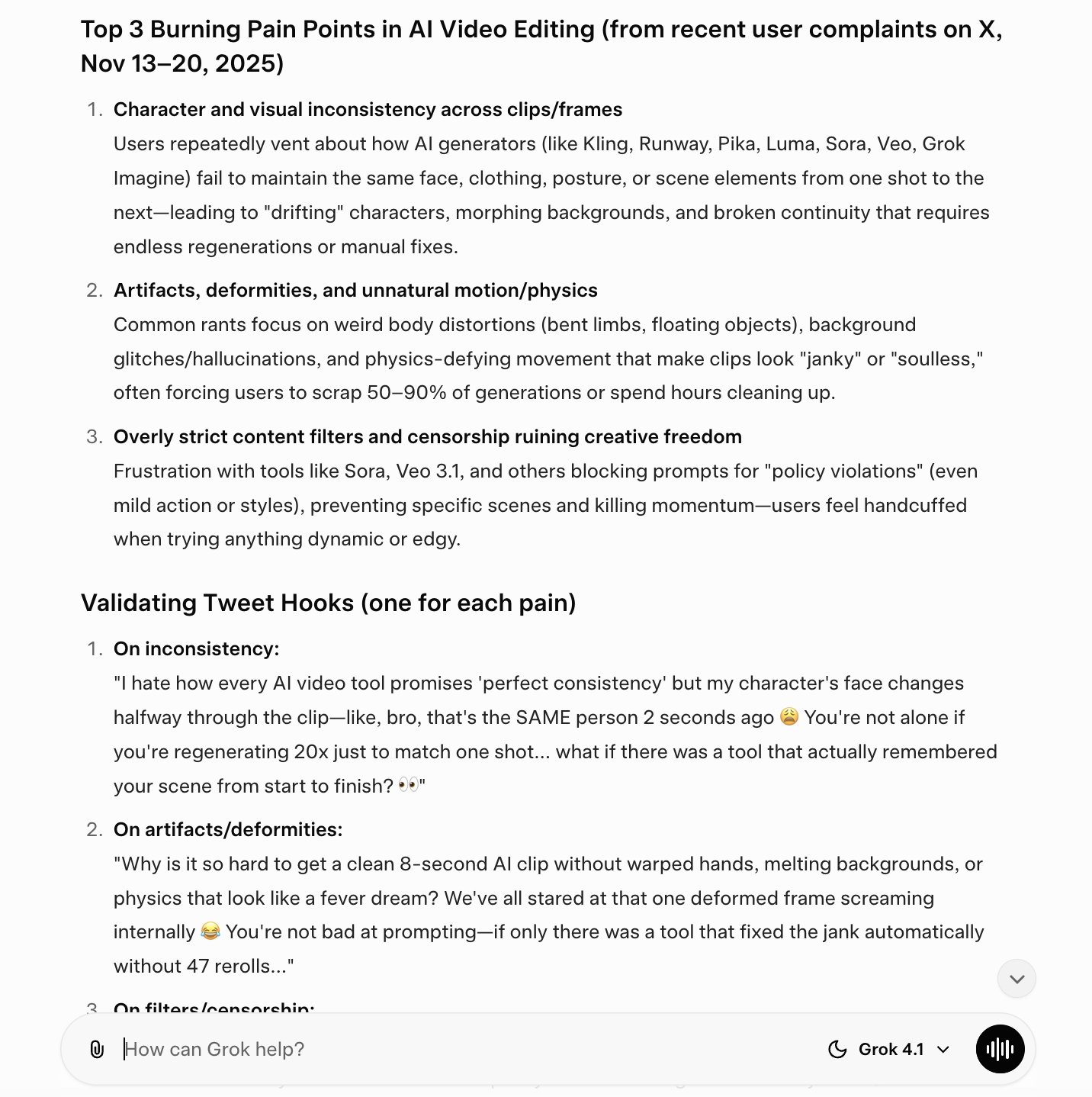 Grok detective for finding customer pain points in tweets