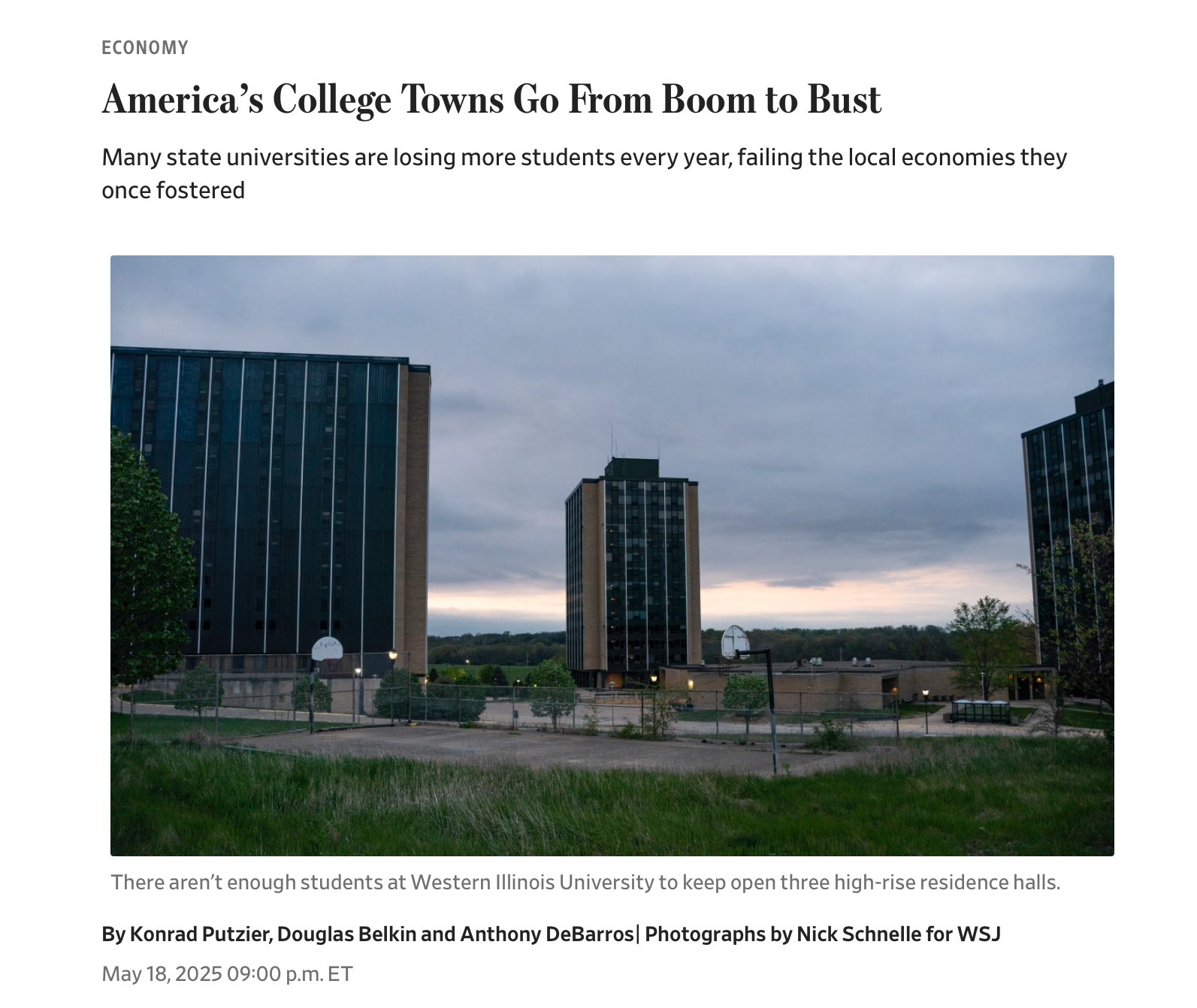 International Students Crisis Threatens Small College Town Survival