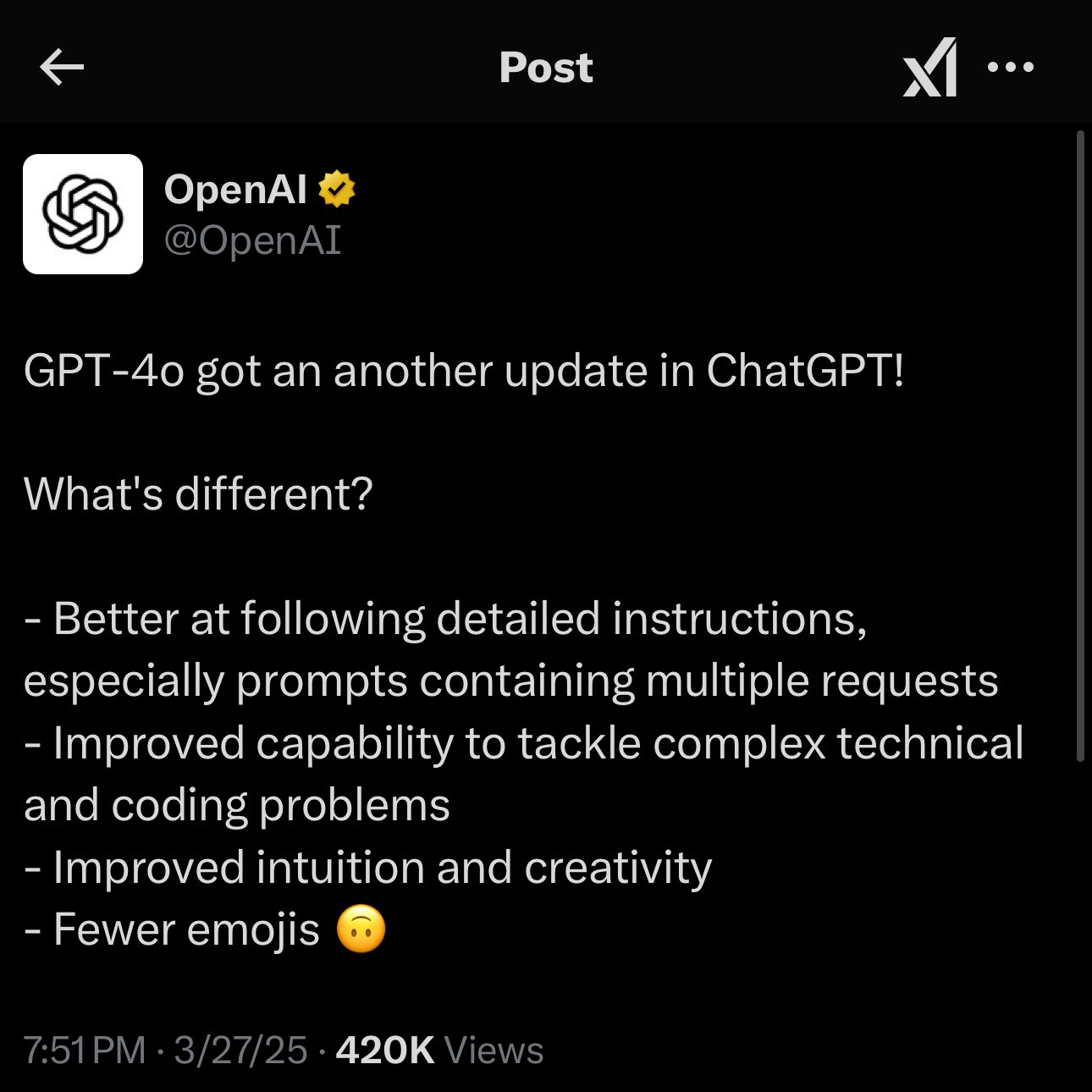 GPT-4o updated and would surpass GPT-4.5