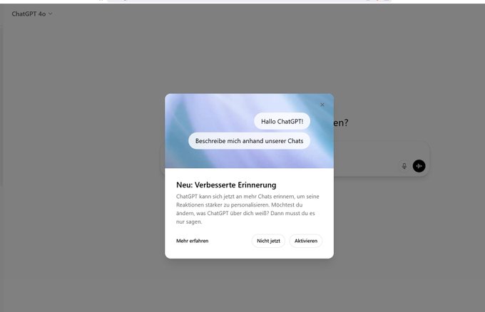 ChatGPT Long Memory Feature Rolling Out Across Europe