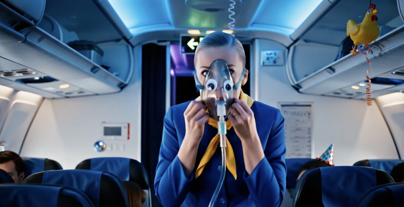Veo 3 Generates Unhinged Flight Safety Video With Googly Eyes