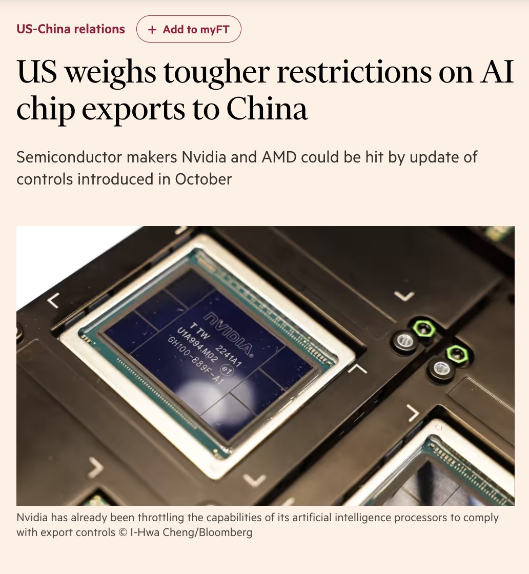 Biden administration considers new AI chip export controls targeting China