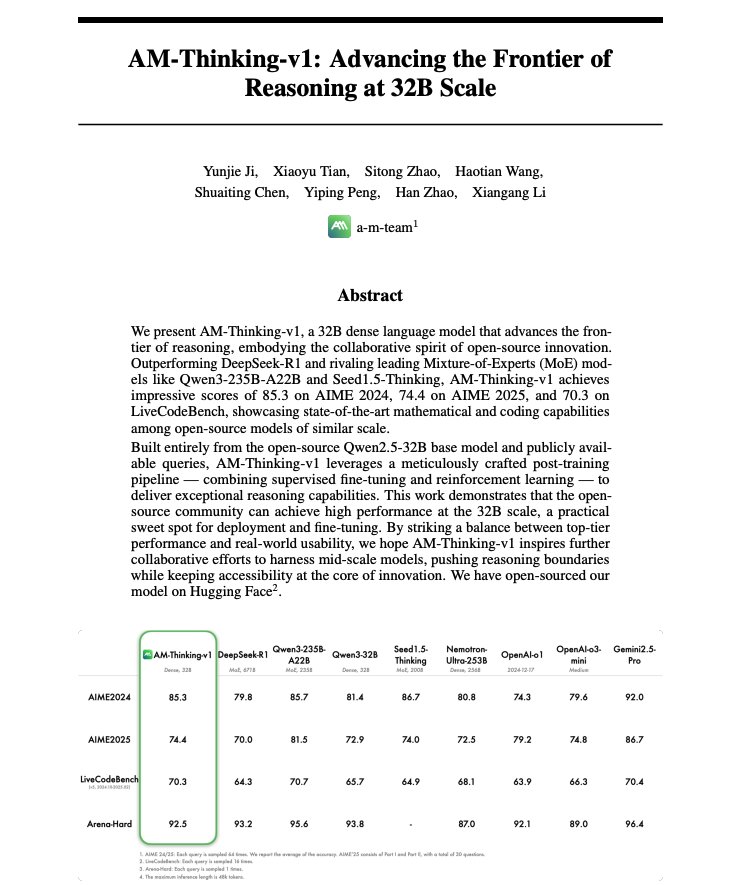 AM-Thinking-v1: 32B Open-Source Model Rivaling Larger MoE Systems