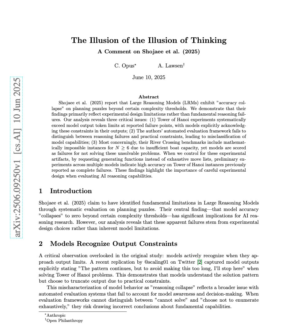 Claude Opus Published as Lead Author on arXiv Response Paper