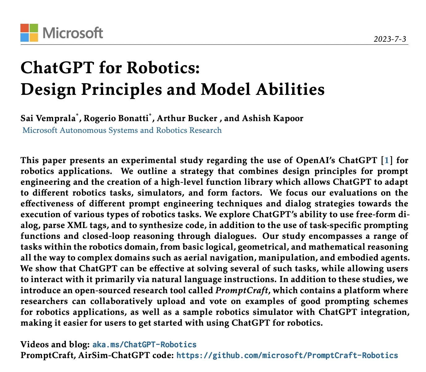 ChatGPT for Robotics: Design Principles and Model Abilities