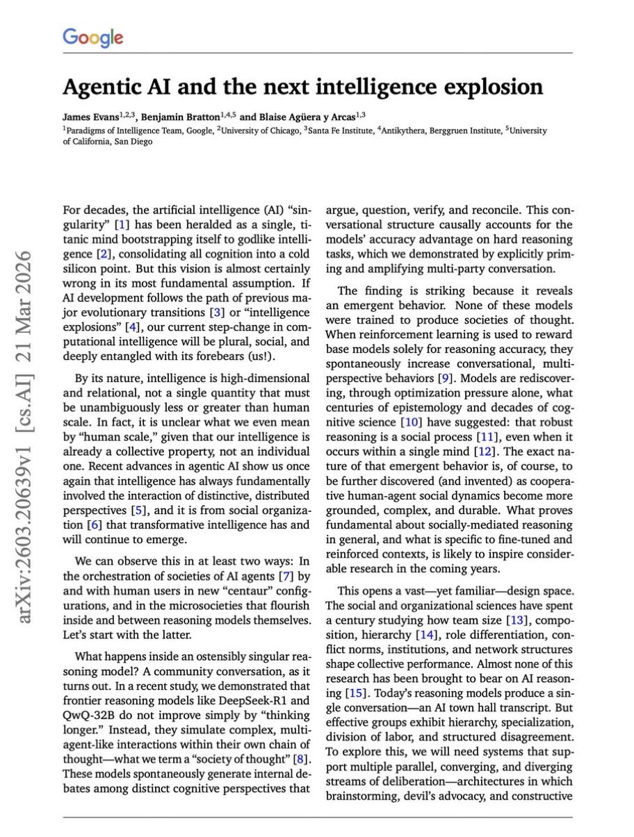 Agentic AI: Social Intelligence Over Individual Progress