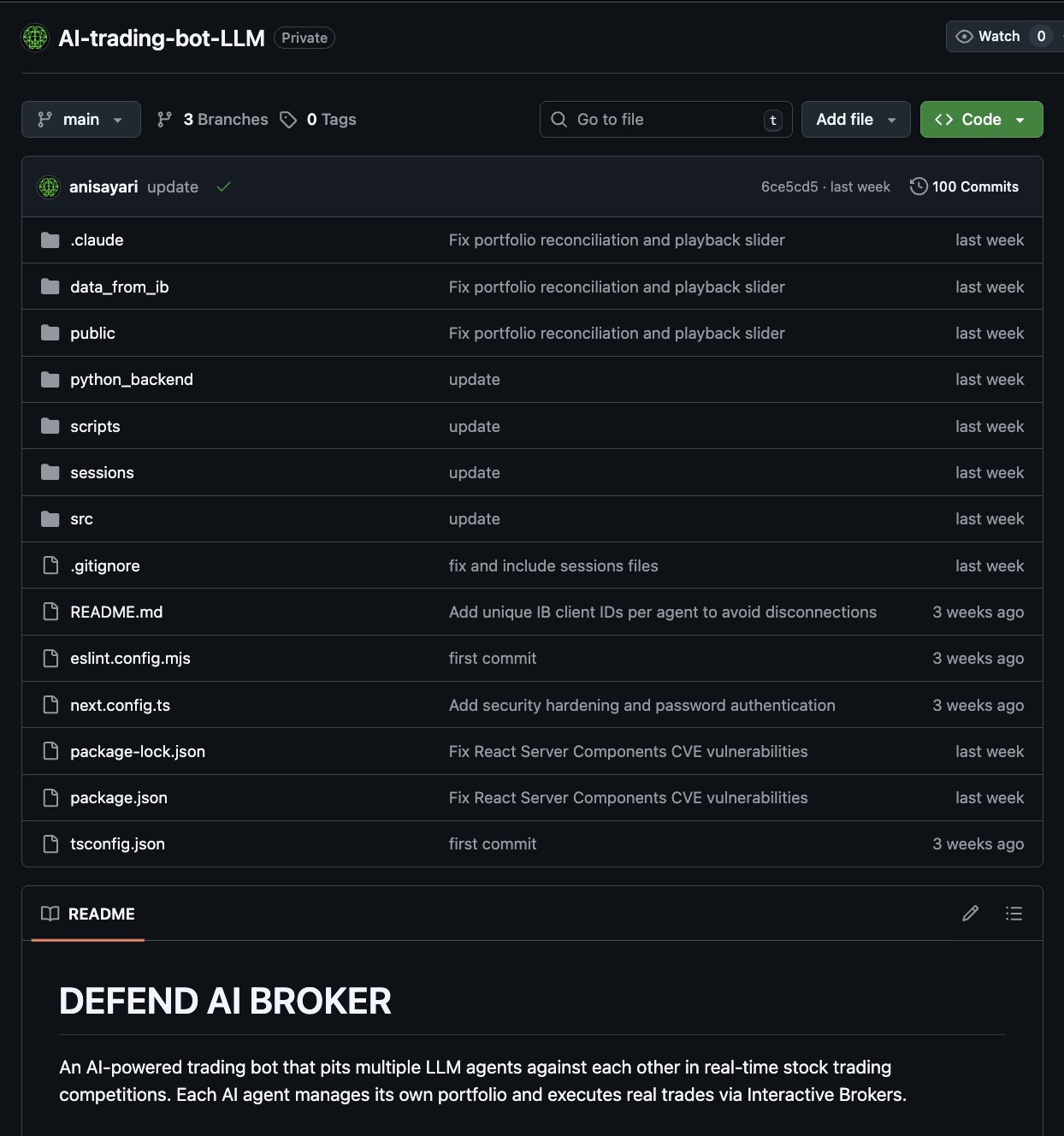 Release of AI-based trading project code on GitHub