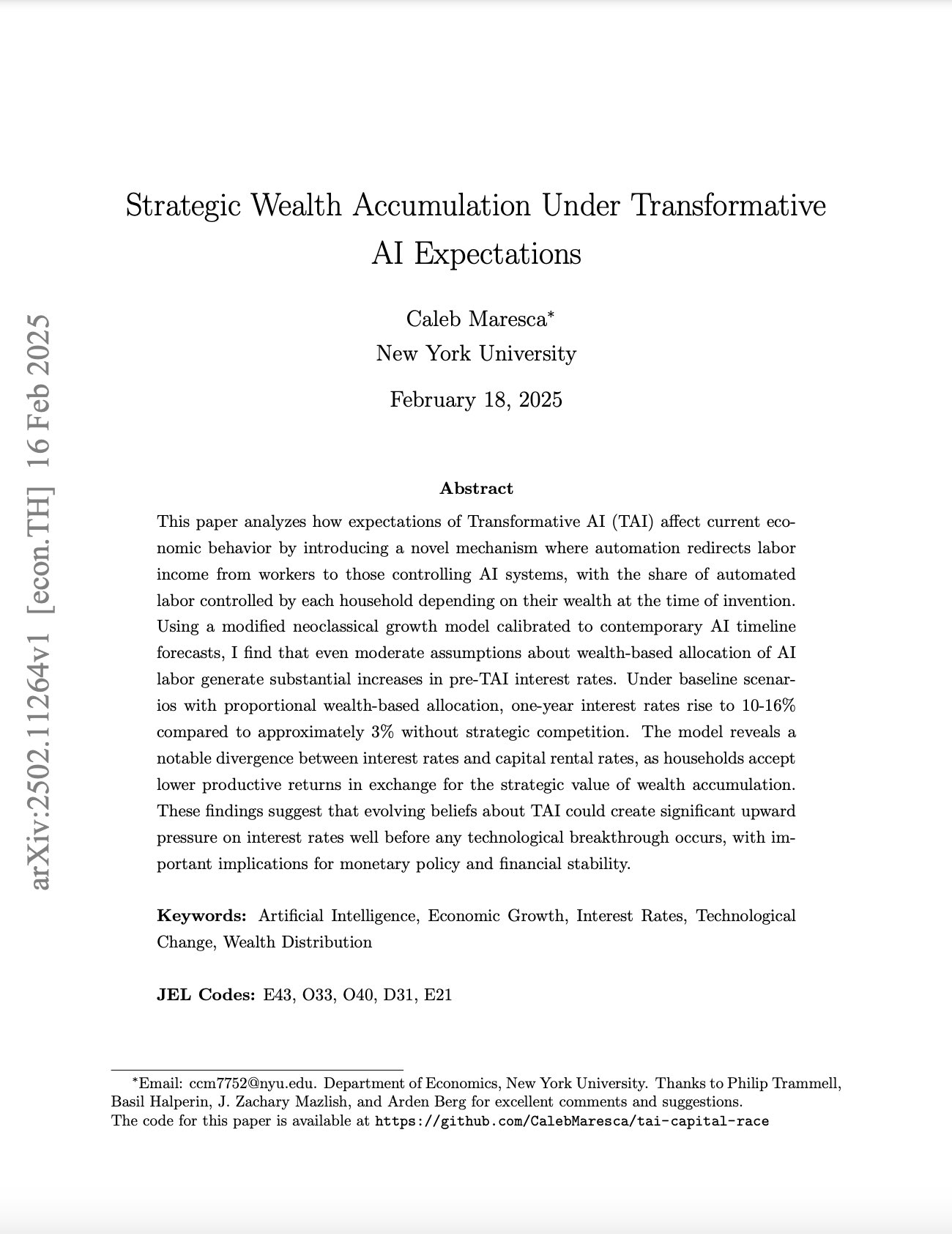 Strategic Wealth Accumulation Under Transformative AI Expectations