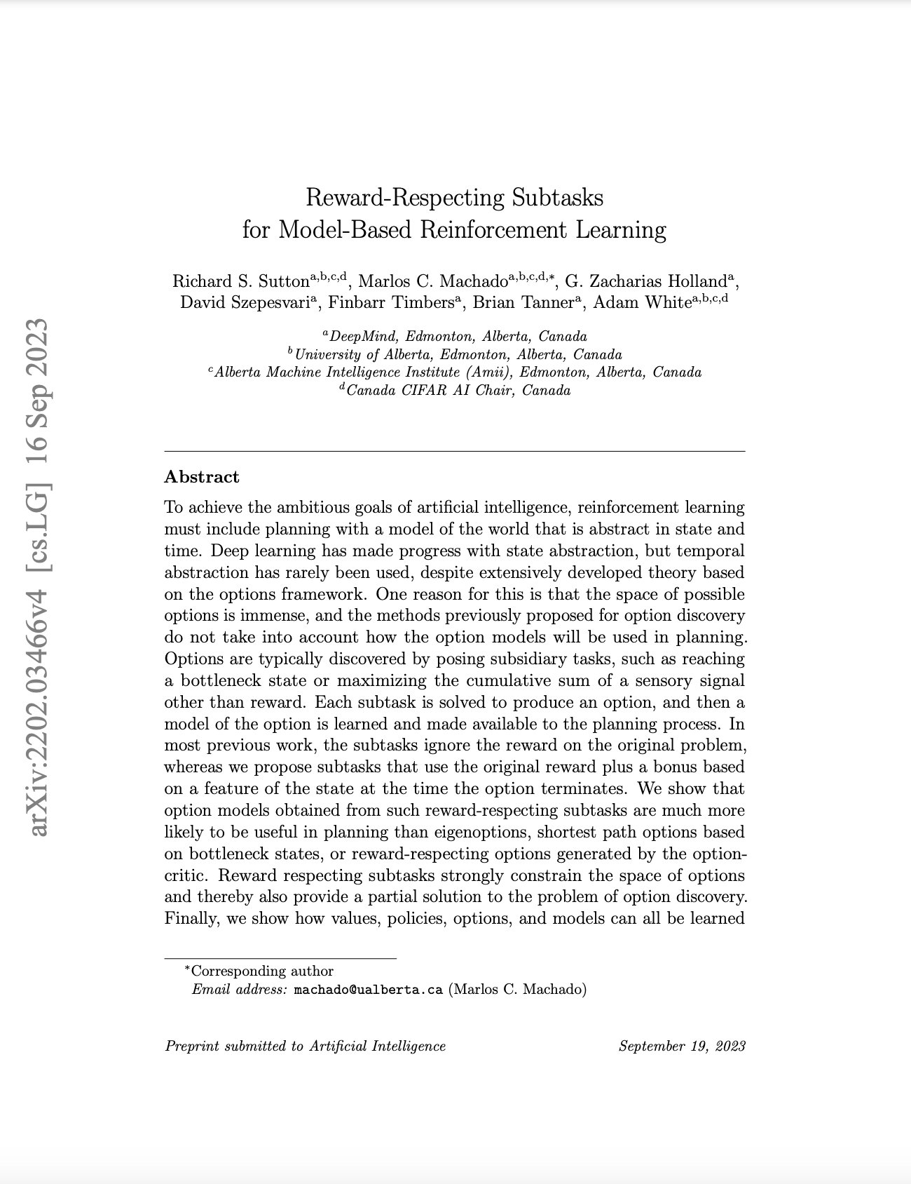 Reward-Respecting Subtasks Model-Based Reinforcement Learning
