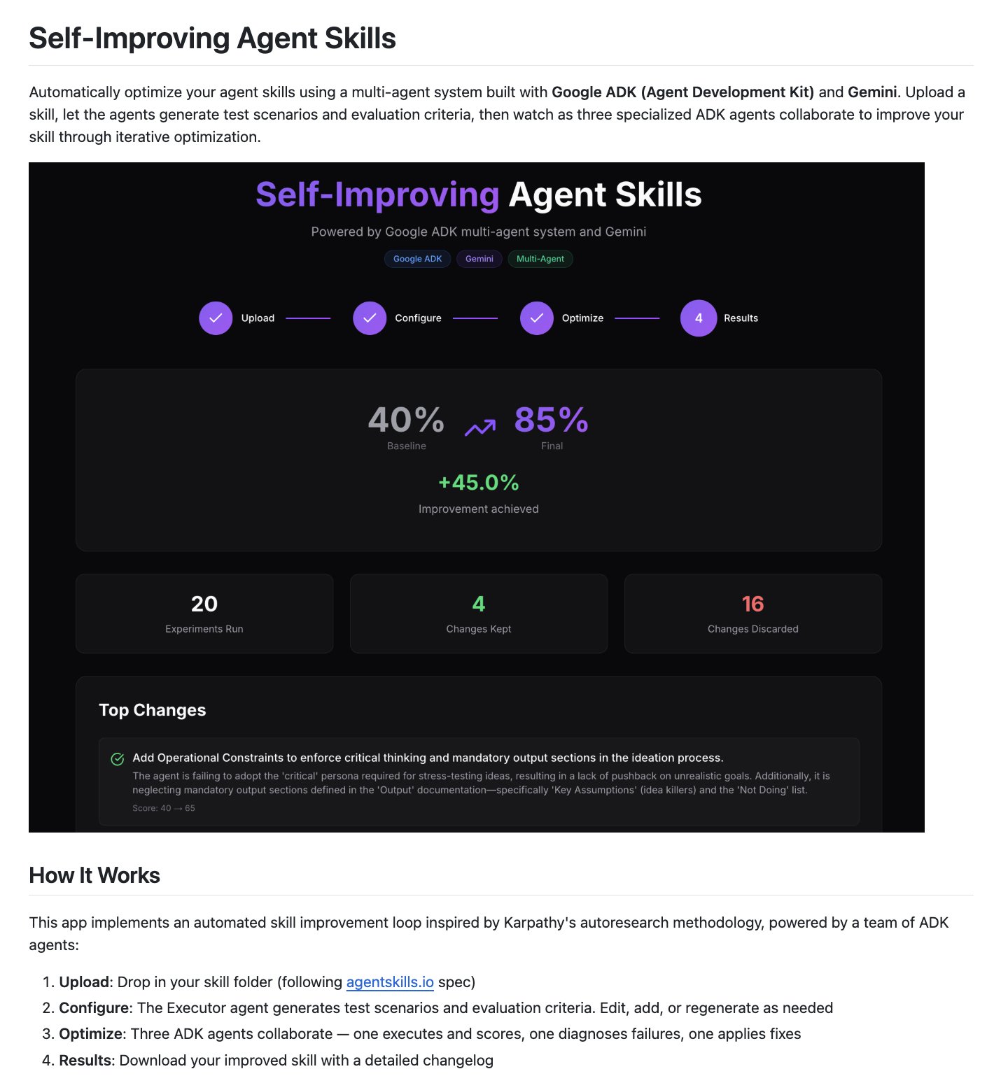 Self-Improving Multi-Agent System with Google Gemini