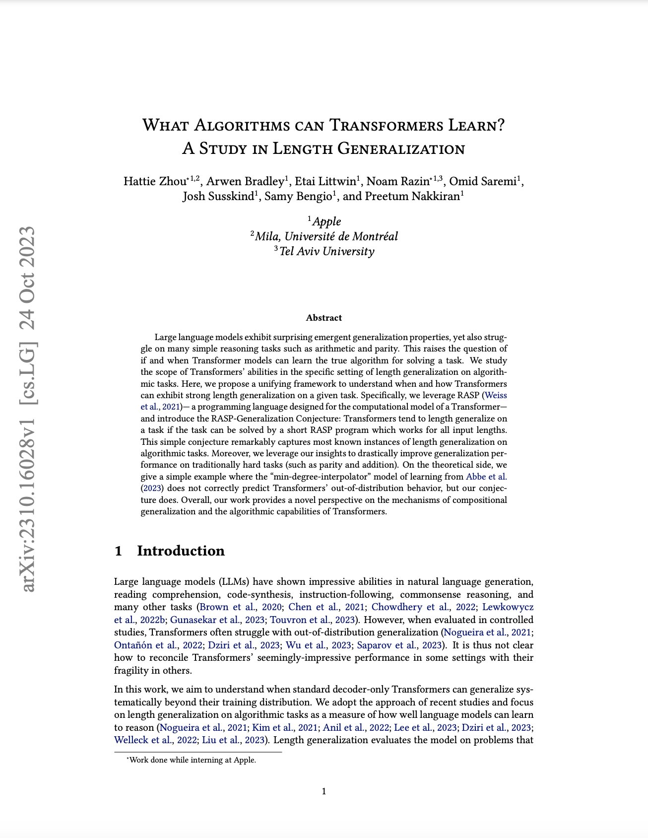 What Algorithms Can Transformers Learn Study