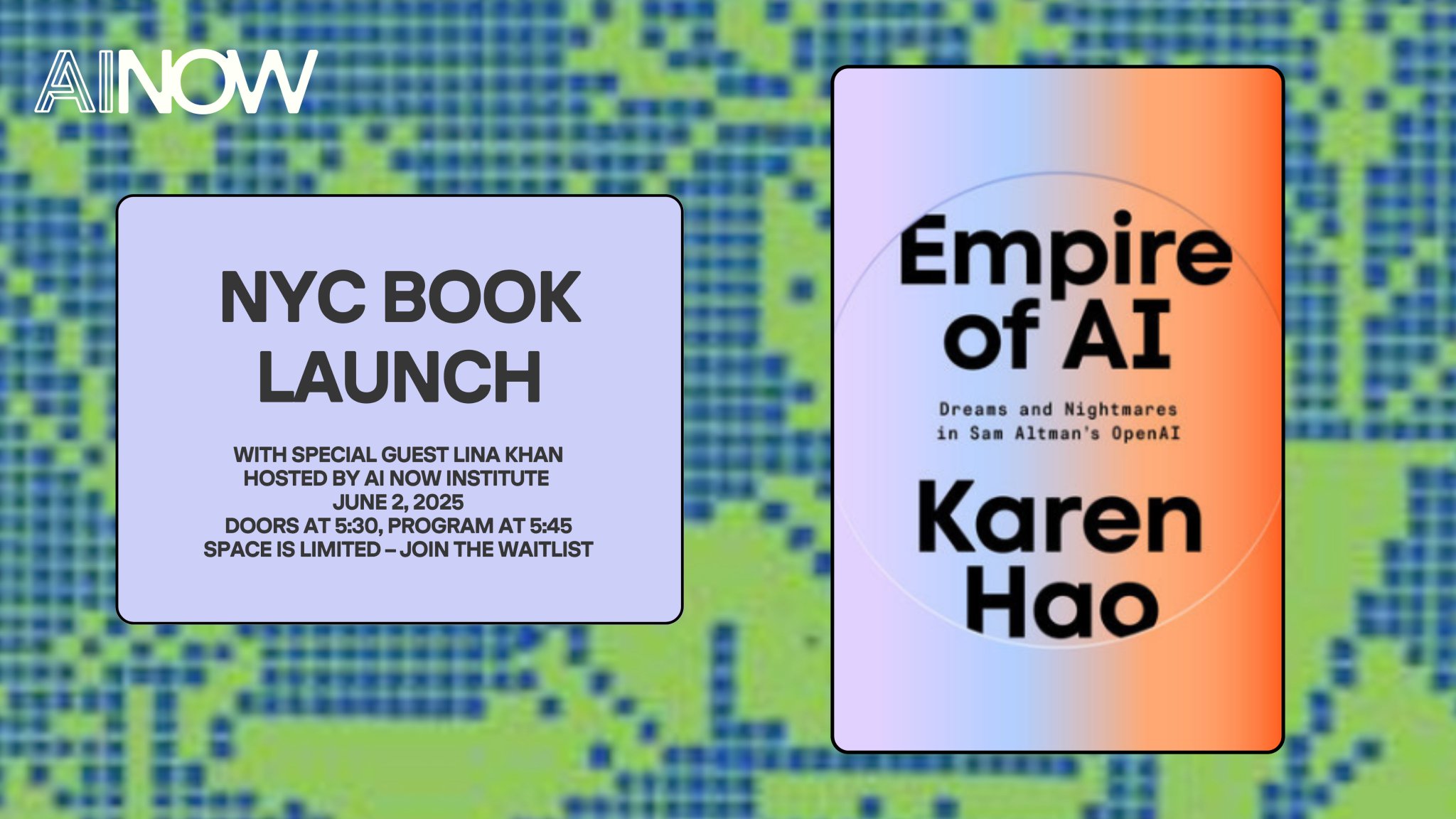 Karen Hao to Share Stage with Lina Khan on AI Empire