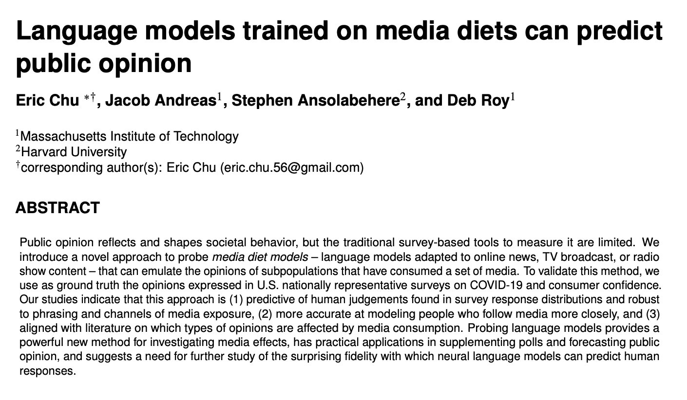 Language Models and Public Opinion Prediction