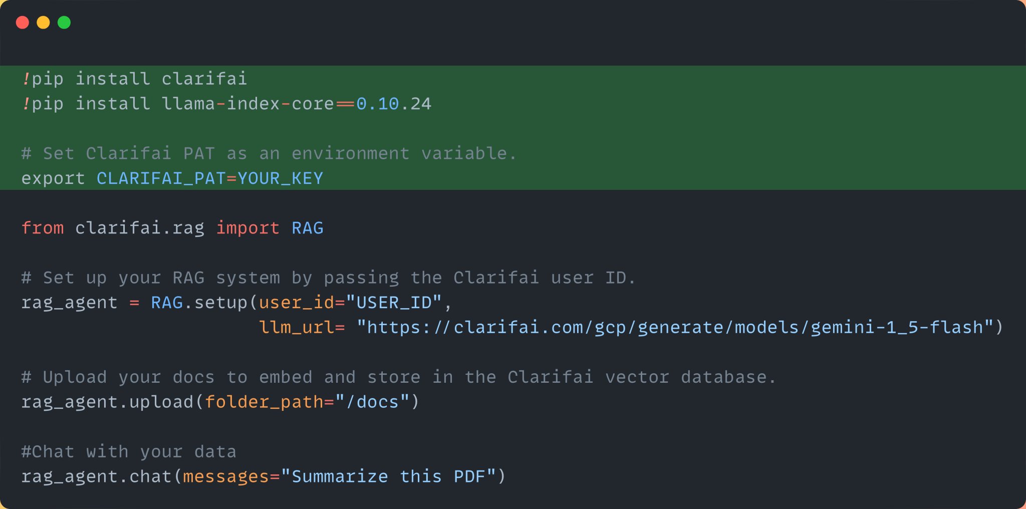 Install Clarifai SDK Llama-index Setup Guide Instructions