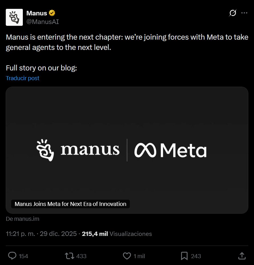 Meta acquires Manus in year-end technology acquisition
