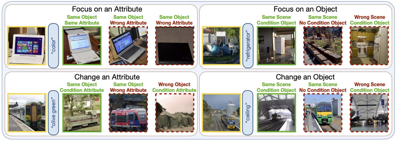 GeneCIS: Benchmark for Model Adaptation to Similarity Conditions