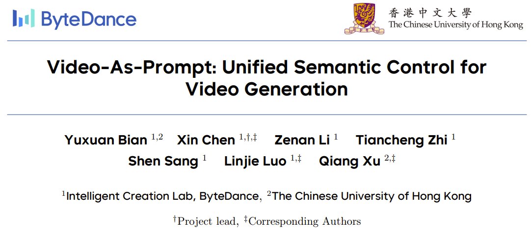 Video-As-Prompt: Semantic Video Generation Without Retraining