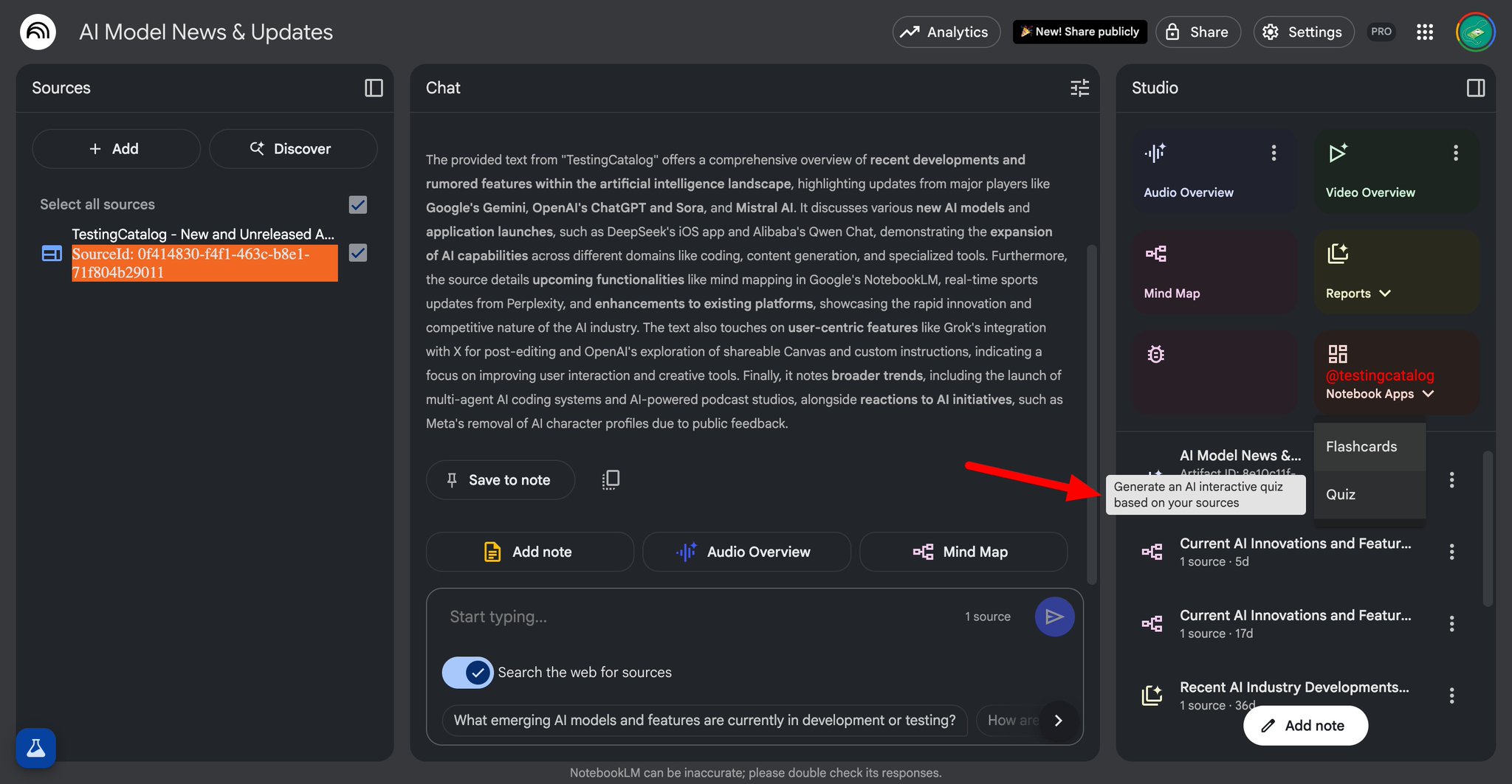 Google adds interactive quizzes to NotebookLM