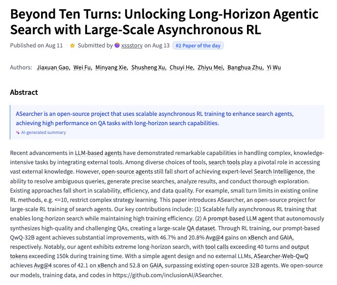 Long-Horizon Agentic Search with Large-Scale Asynchronous RL