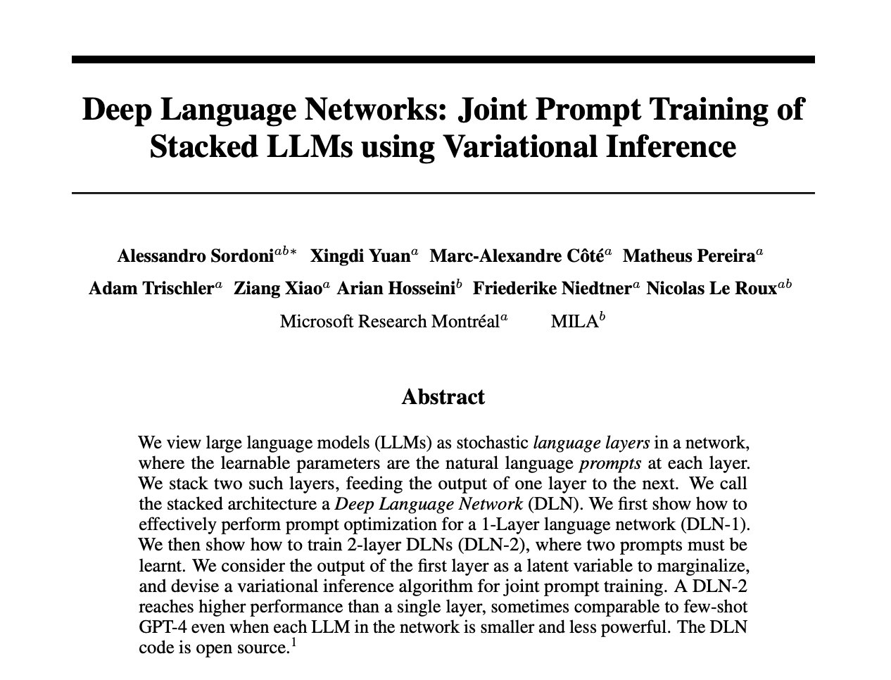 Deep Language Networks: Joint Prompt Training of Stacked LLMs