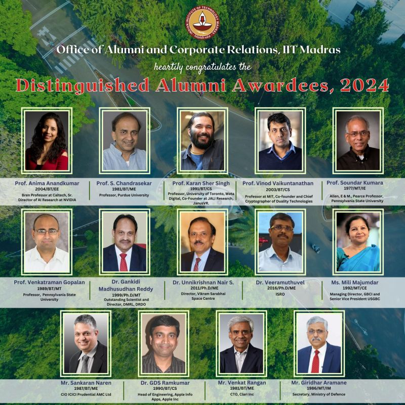 Distinguished Alumnus Award from IIT Madras Honors Academic Excellence