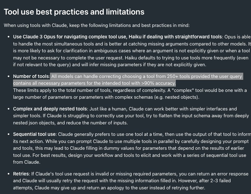 Claude’s Million Token Context Enables 250+ Tool Support
