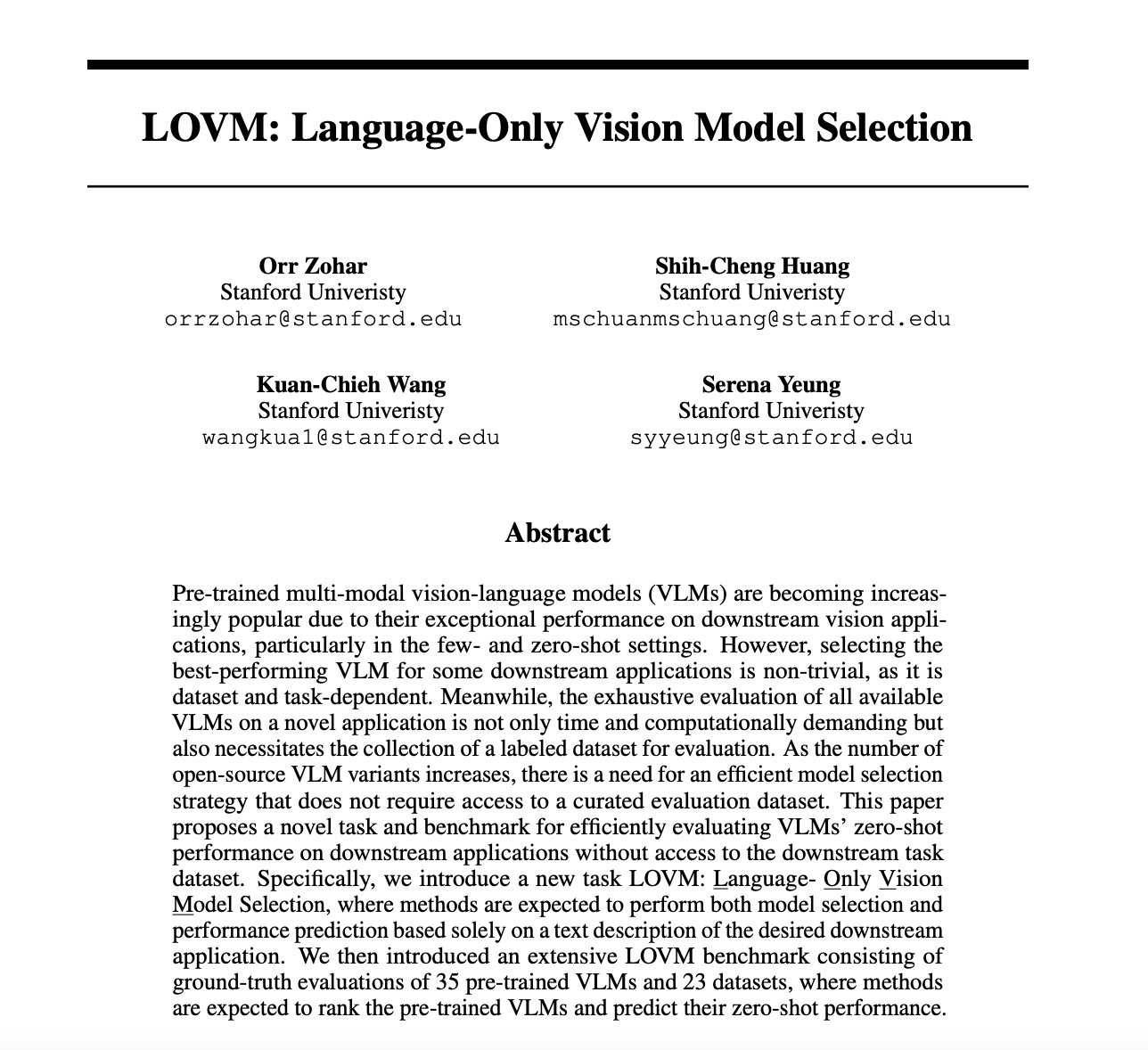 LOVM: Language-Only Vision Model Selection Framework