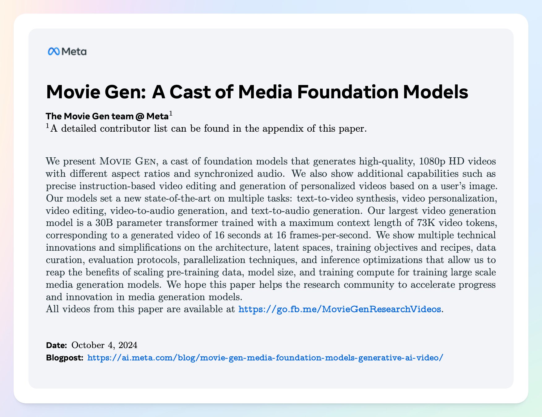 Meta Movie Gen Research Paper and Media Foundation Models Breakdown