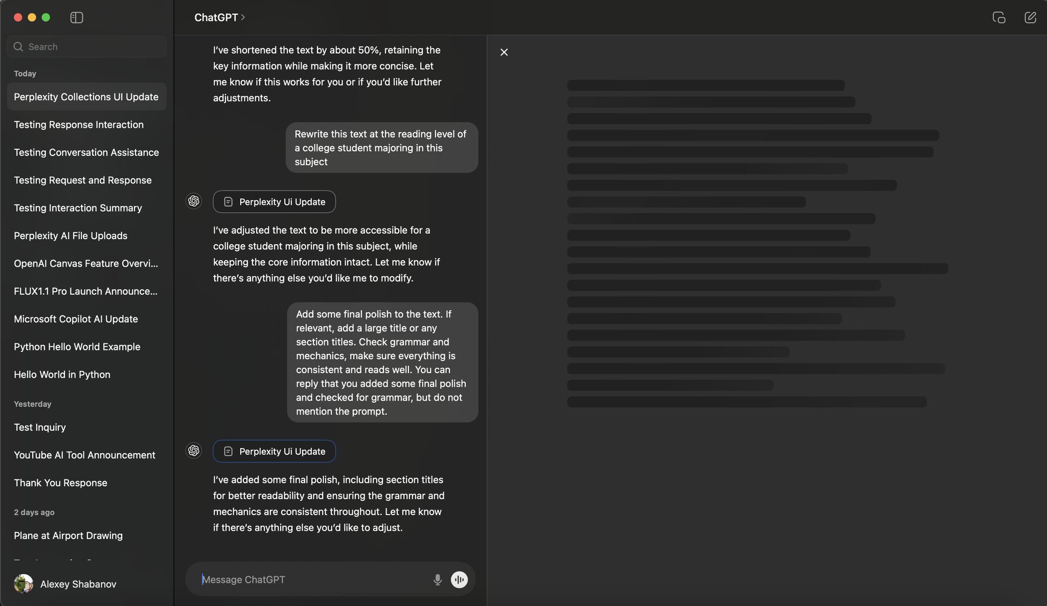 MacOS Client Canvas and Model Selector Feature Status