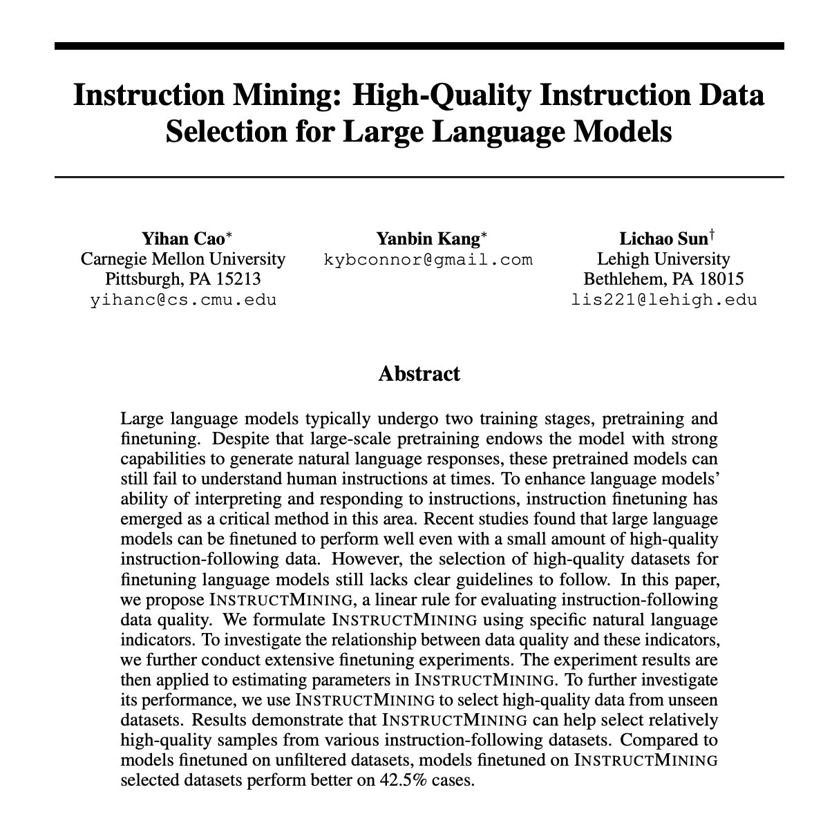 Instruction Mining: High-Quality Data Selection for LLMs