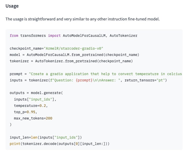 GRADIO-CODER: Instruction Fine-Tuned StarCoder for Gradio Development