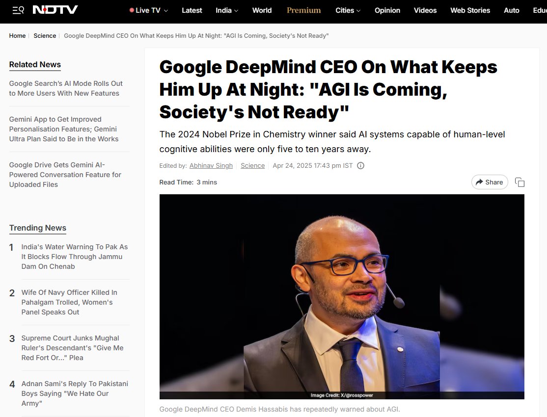 Google DeepMind CEO Warns Society Unprepared for AGI Arrival