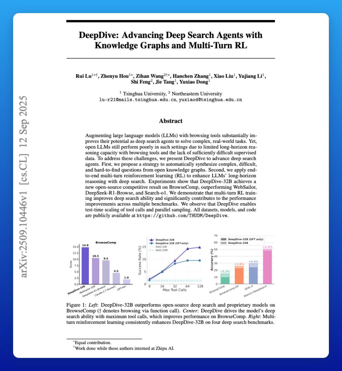 DeepDive: Advanced Web Search Agent with Reinforcement Learning