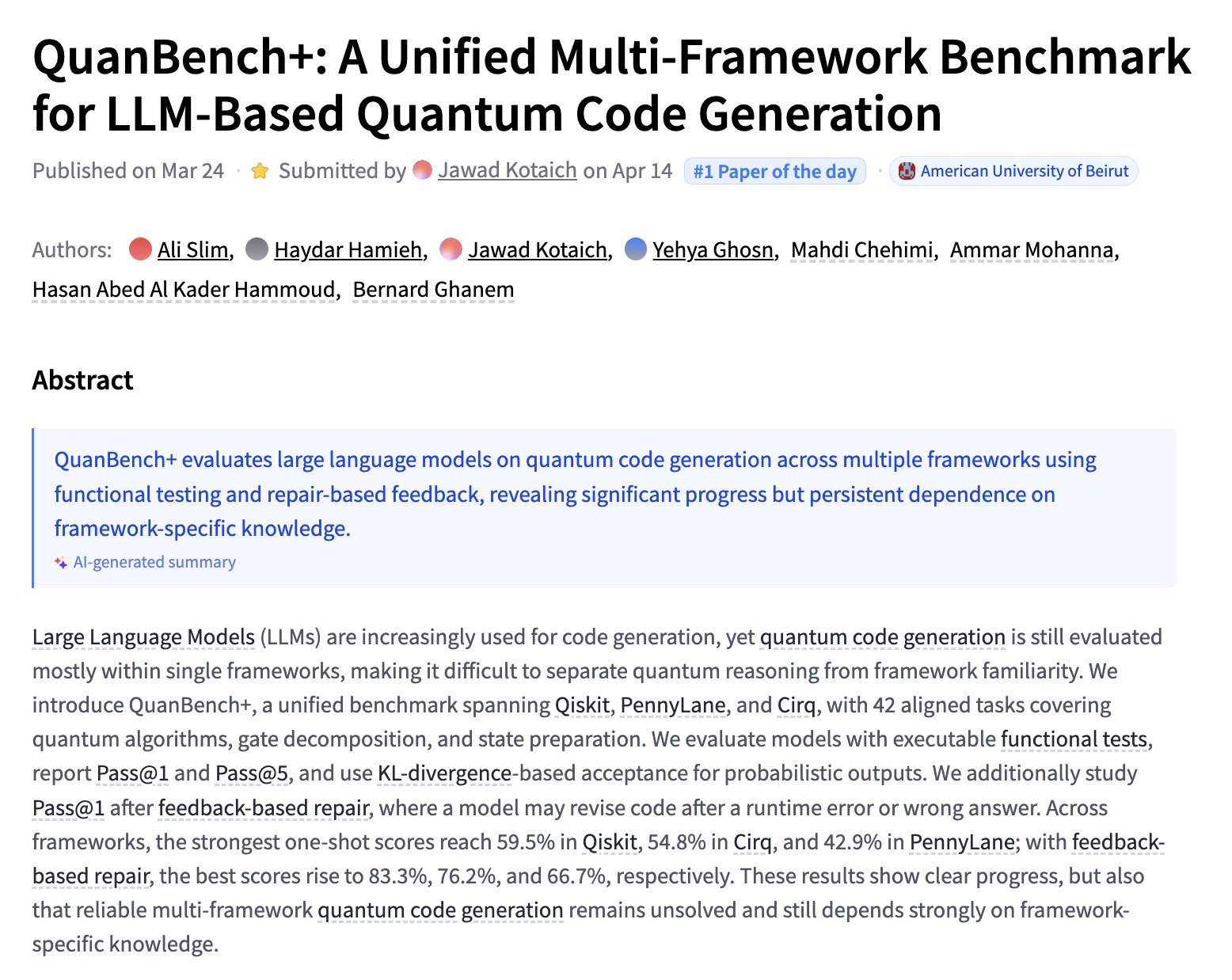 QuanBench+: Unified Benchmark for LLM-Based Quantum Code Generation