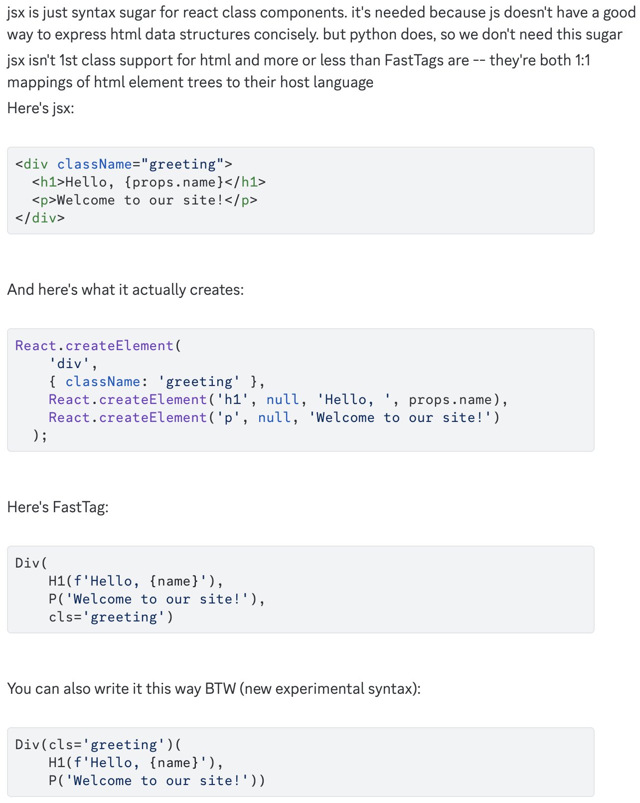 FastHTML rejects JSX syntax, leverages Python functions instead