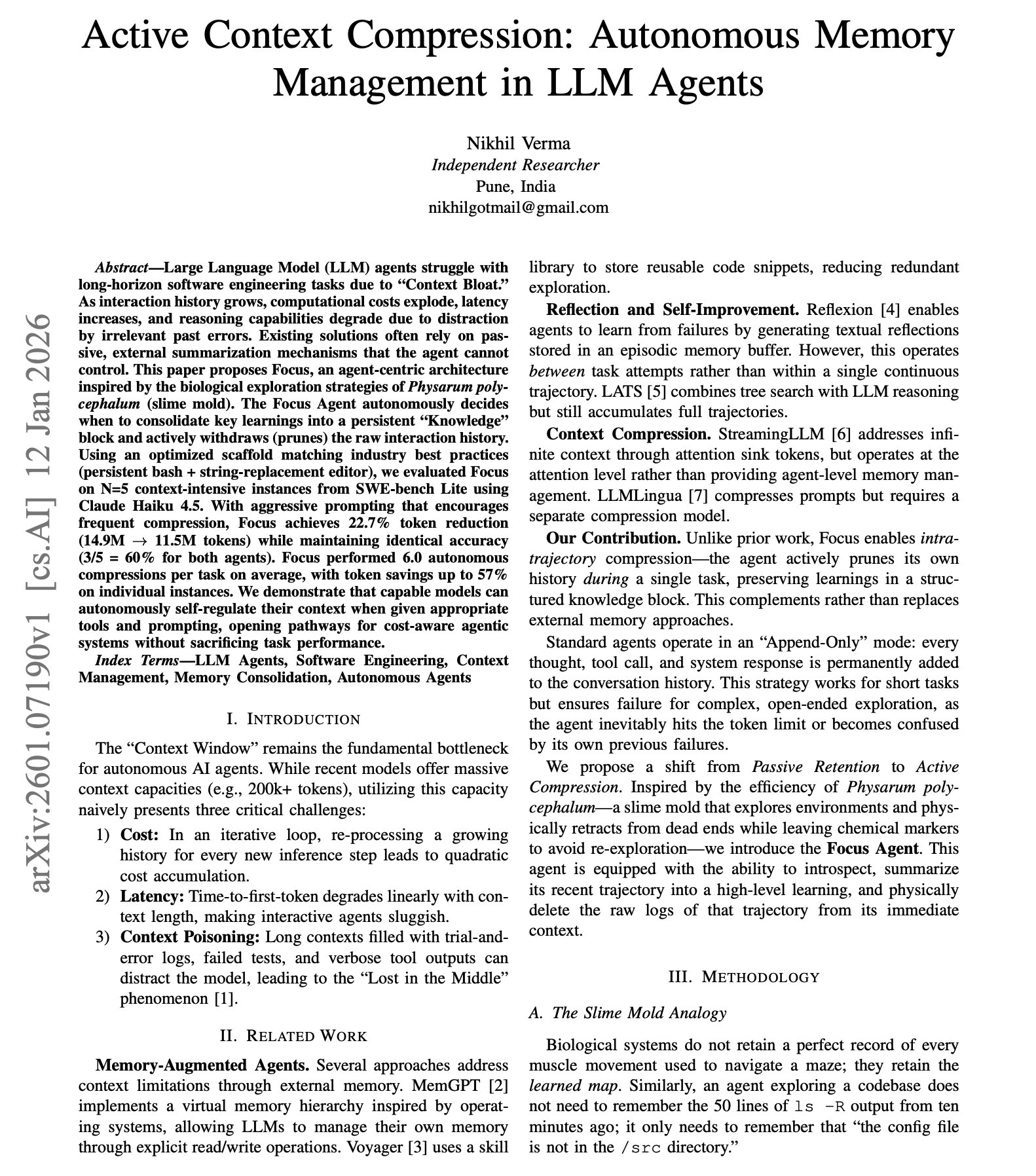 Autonomous Memory Management in LLM Agents